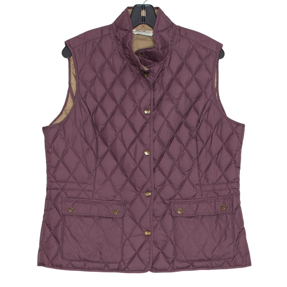 Eddie Bauer Goose Down Quilted Puffer Vest Purple XL Outdoor Preppy Equestrian